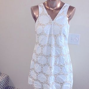 Lilly Pulitzer White Gold lace dress sz 10 EUC
